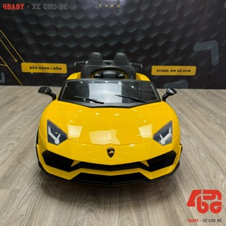  Xe ô tô điện cho bé LAMBOGHINI 4BABYVN HD918 Ghế Da Bánh cao su full chức năng còi nhạc đèn bluetooth 