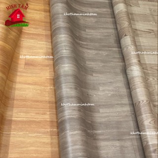 Thảm trải lót sàn simili vân gỗ, dán sàn giả gỗ nền nhựa pvc nhám chống trượt dày 0.5mm kích thước 1mx1m