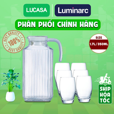 Bộ Bình Ly Thủy Tinh Luminarc Quadro Salto 7 Món 1.7L/350ml - 7L2668L2560 | Phân Phối Chính Hãng