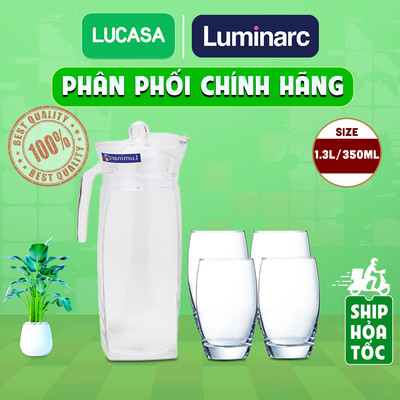 Bộ Bình Ly Thủy Tinh Luminarc Flame Salto 5 Món 1.3L/350ml - 5L8535L2560 | Phân Phối Chính Hãng