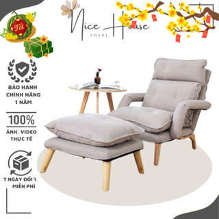 Ghế bành sofa đọc sách thư giãn chất lượng cao decor phòng tựa lưng có thể ngả nhiều chế độ tặng kèm đôn gác chân