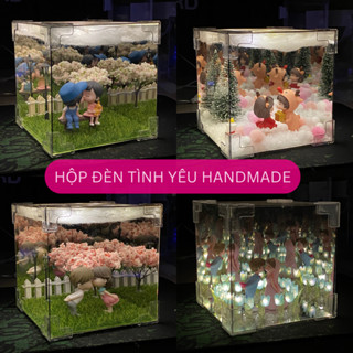 Set Handmade Hộp Đèn Tình Yêu, Quà Tặng 8/3, Đèn Ngủ Tráng Gương Decor Phòng Ngủ Chill