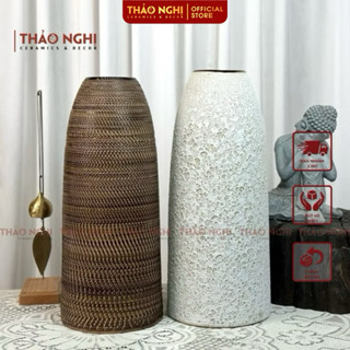 Bình hoa dáng chuông - Bình gốm cắm hoa dơn, đào, mận decor đẹp - Lọ cắm hoa dáng chuông cao 45cm men thổ cẩm