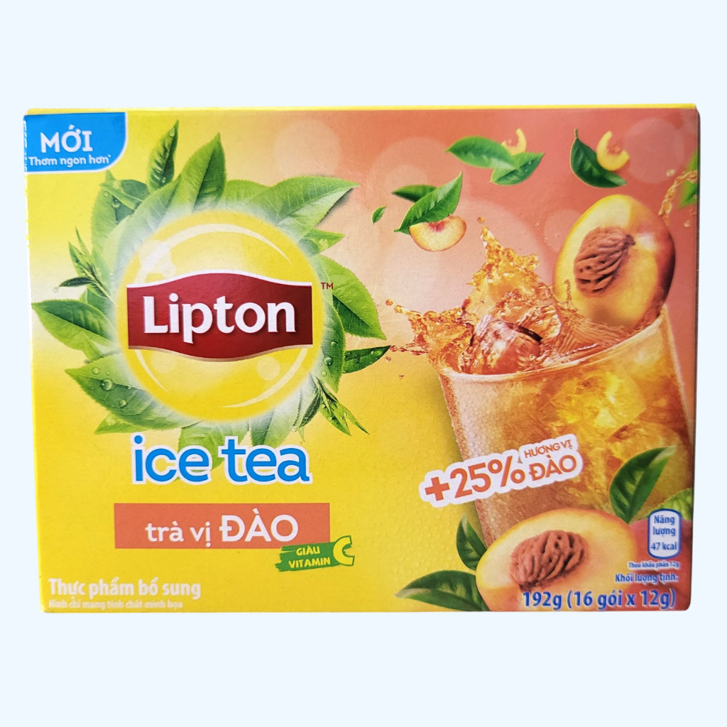 LIPTON -- hộp ĐÀO 192g -- TRÀ ĐÀO HÒA TAN 3 in 1 Peach Ice Tea