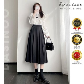 Chân Váy Midi Công Sở Xếp Ly Dasinoo Dài Phong Cách Thời Trang Hàn Quốc