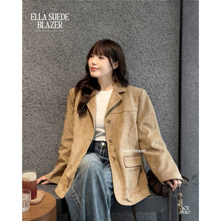  Áo blazer nữ da lộn cao cấp lót lông có độn vai Ella Blazer byjolie jeacestudio 