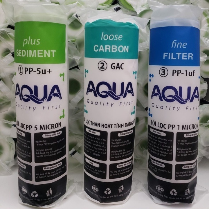 BỘ LÕI LỌC NƯỚC AQUA QUẢ LỌC THÔ 1 - 2 - 3 THAY THẾ HẦU HẾT CHO CÁC MÁY LỌC HÃNG NHƯ karofi, kangaroo,sunhouse...