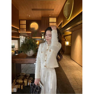 Áo Khoác Len Cardigan Dáng Ngắn Đan Nhũ Lấp Lánh Kiểu Sang Chảnh Phong Cách Hàn Quốc Cho Nữ