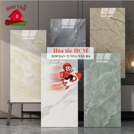 [COMBO 10 ] Miếng dán tường giả đá thạch anh cao cấp kich thước 30cmx60cm, xốp dán tường giá rẻ