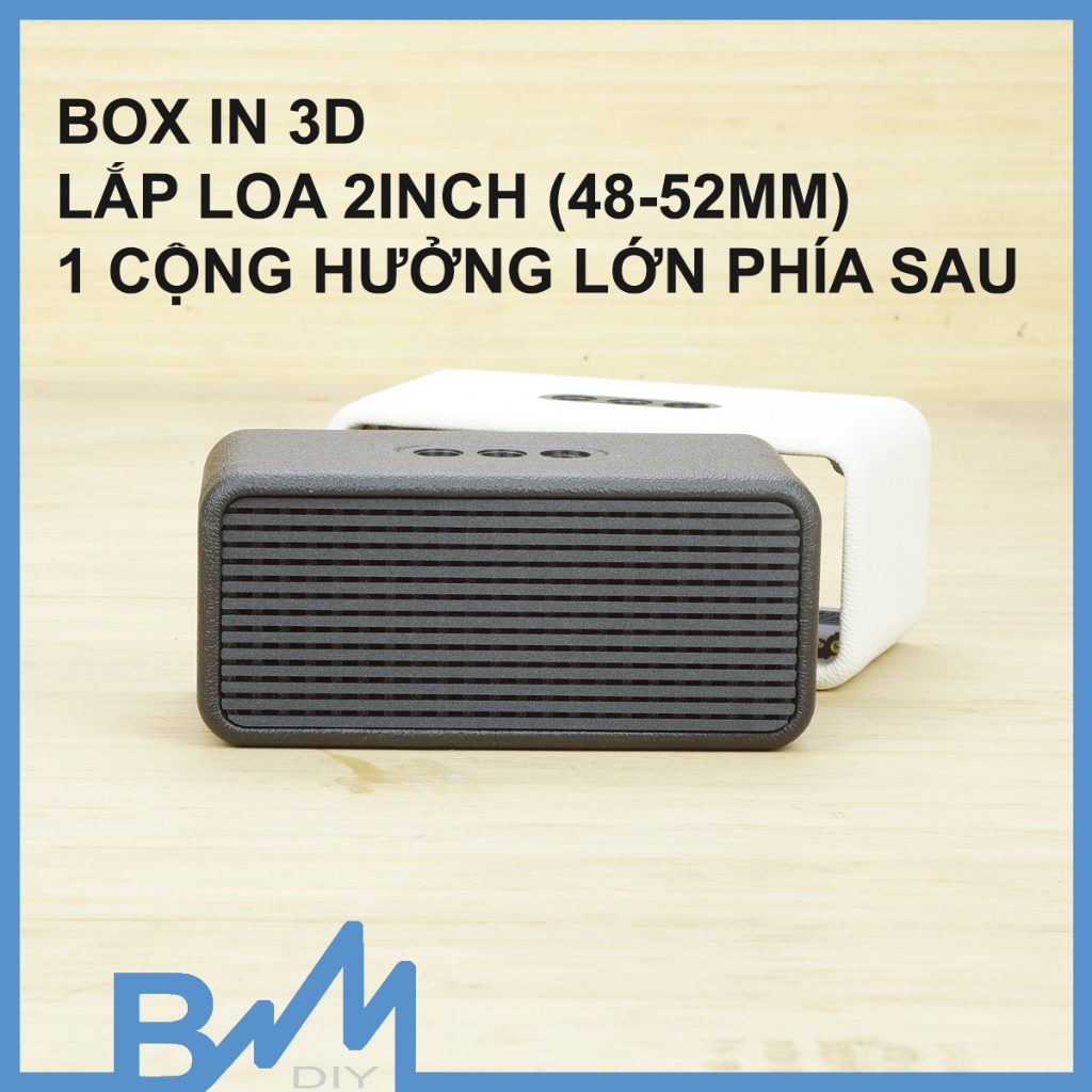 Box loa mini bọc da in 3D 172x78x89mm V2 ghép loa 2inch 48mm 52mm
