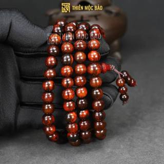 Vòng gỗ Trắc Đỏ Đen 108 hạt 6 li, 8 li - Chuỗi tràng đeo tay, niệm Phật cho nam nữ | Thiên Mộc Bảo
