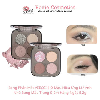 Bảng Phấn Mắt VEECCI 4 Ô Màu Hiệu Ứng Lì / Ánh Nhũ Bảng Màu Trang Điểm Hàng Ngày 5.2g VC005
