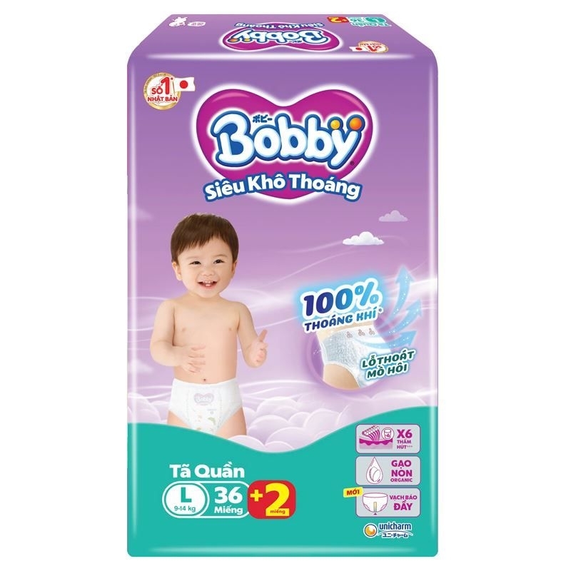 BỈM - TÃ QUẦN BOBBY SIZE L36 MIẾNG (CHO BÉ 9 - 13KG)