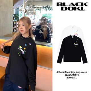 BLACKDOKI Áo thun dài tay unisex AC FLOWER LOGO , áo phông chất cotton dày dặn oversize