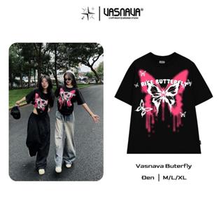  Áo Thun Vasnava Buterfly - Cotton Nam Nữ Unisex Tay Lỡ Oversize Cổ Tròn Top Women 