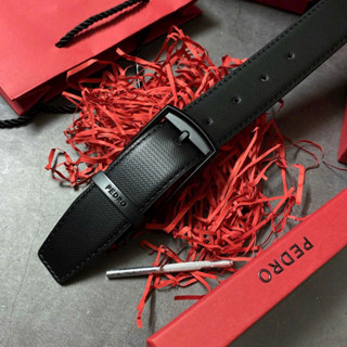 Nịt da thật- Thắt lưng nam - mặt kim đục lỗ - pedro (có hộp)