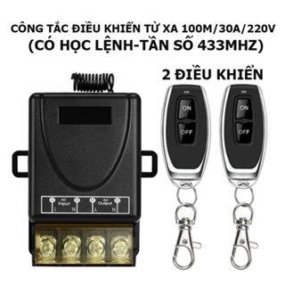 Công tắc điện điều khiển từ xa 100M bật tắt máy bơm, động cơ công suất lớn 30A/220V (Đen)