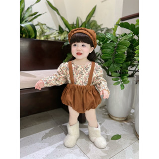 Body Yếm Nâu Tây Hoa Hàn Quốc Cho Bé Gái 3-10kg