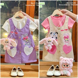 (Top yếm bé gái) Set yếm áo bé ba Baby three siêu đáng yêu cho bé gái 13-45kg. Yếm Tết bé gái