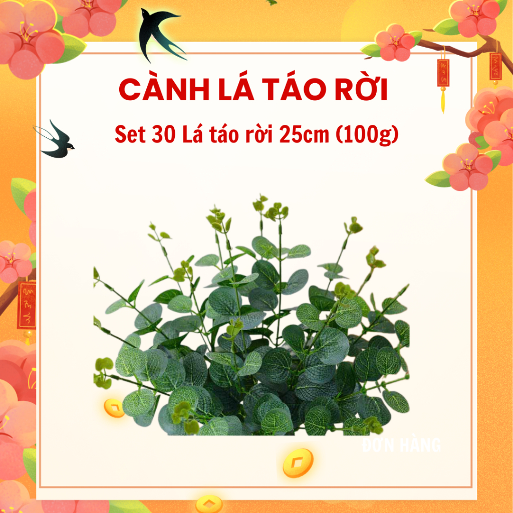 Set 30 Lá táo rời 25cm ( khoảng 100g), Lá táo cành 1 nhánh loại đẹp Cành táo điểm