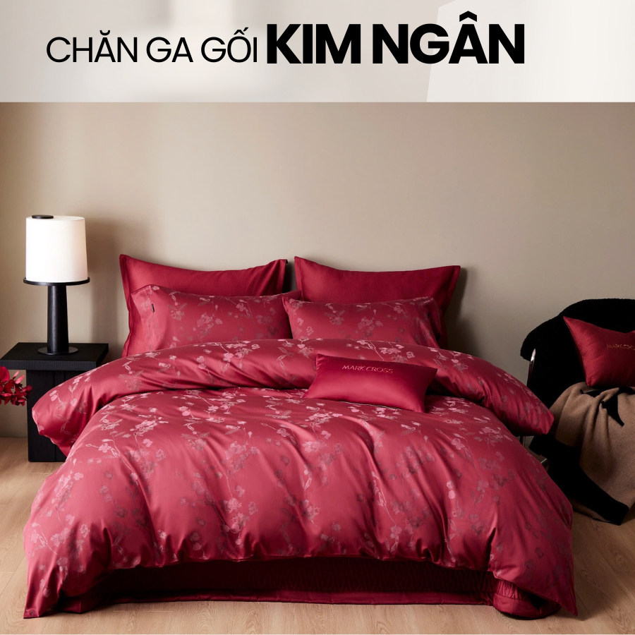 BỘ CHĂN GA GỐI LỤA MARK CROSS CAO CẤP -KIM NGÂN