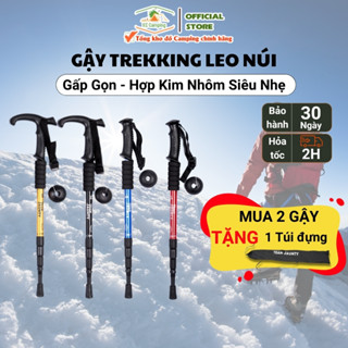 Gậy leo núi chính hãng TEAM JAUNTY hợp kim nhôm siêu nhẹ gấp gọn 32cm, Gậy Trekking gấp gọn tiện lợi