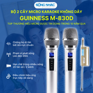 Micro Karaoke Không Dây Guinness M-830D, Chỉnh Echo, Bass, Treble Trên Thân, Micro Du Lịch,Giảng Dạy