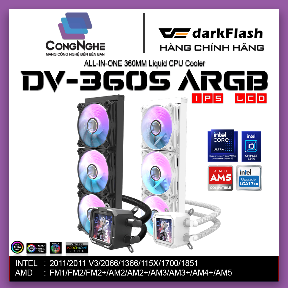 TẢN NHIỆT AIO 360MM DARKFLASH DV360S CÓ LCD IPS 320 x 320px