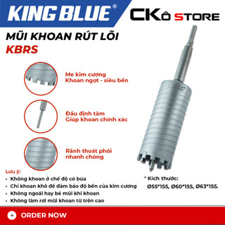 Mũi khoan rút lõi KBRS 55/60/63*155, Thiết kế răng kim cương đặc biệt khoan siêu ngọt hiệu suất cắt tường và bê tông cao