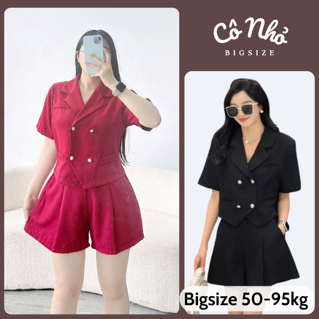 Set Vest Bigsize Nữ Áo Blazer Dáng Croptop Tay Ngắn Kèm Quần ĐÙi Lưng Cao Sang Chảnh SET847