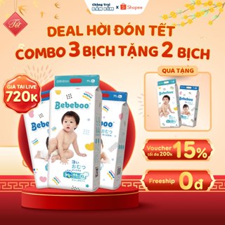 [ 3 Bịch Tặng 2 Bịch ] Tã Bỉm BEBEBOO Nhật Bản, tã quần đóng ngày đêm đủ size NB80/S70/M54/L50/XL46/2XL42