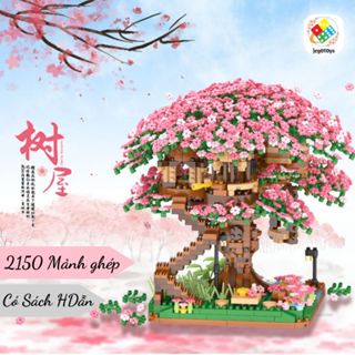 Mô Hình Lắp Ráp Hoa Anh Đào 2150 PSC - Bộ Đồ Chơi Xếp Hình Ngôi Nhà Cây Hoa Anh Đào - Tặng Đèn Led