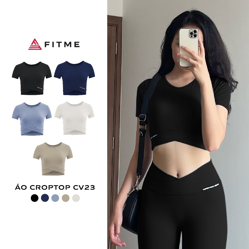 Áo croptop tập gym yoga Fitme Cover23 ôm body có tay form ôm thoáng mát thấm hút tốt - ACCV