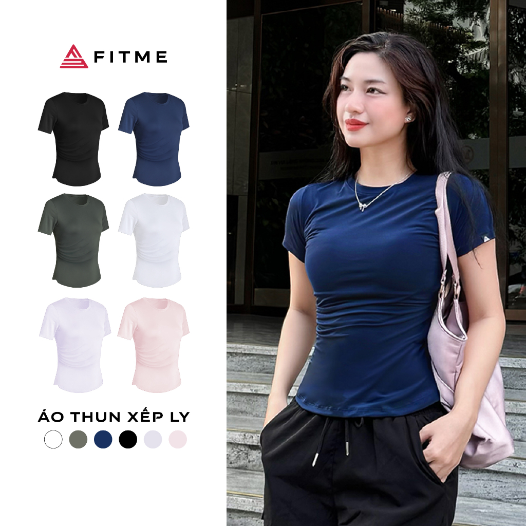 Áo tập gym yoga nữ Fitme Simple xếp ly vải cao cấp co giãn 4 chiều thấm hút mồ hôi ATXL01 | BigBuy360 - bigbuy360.vn