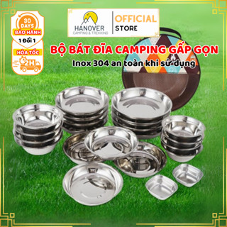 Bộ Bát Đĩa Camping Dã Ngoại Chính Hãng CLS Inox 304 An Toàn, Bộ Chén Đĩa Có Lớp Phủ Chống Mài Mòn