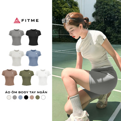 Áo tập tennis pickleball nữ Fitme dáng ôm body tay ngắn chất liệu co giãn thoáng khí, thấm hút tốt ACNB01