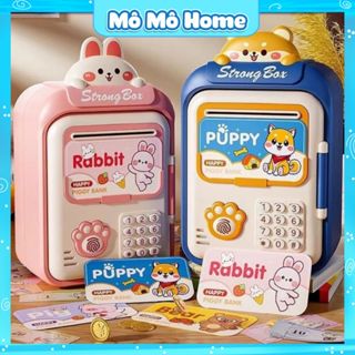 Két sắt mini cho bé có vân tay mật khẩu hộp đựng tiền tiết kiệm tư động kèm sticker Mô Mô Home