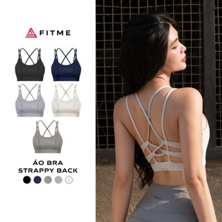 Áo bra tập gym yoga nữ Fitme Flow thể thao dây chéo có mút chống sốc nâng ngực Strappy Back - BRSB