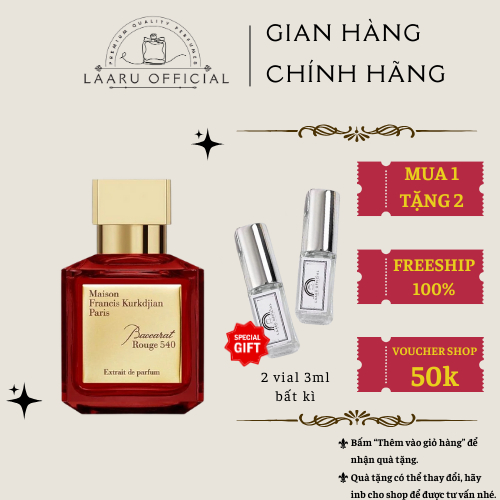 Nước hoa chiết unisex MFK Baccarat Rouge 540 Extrait EDP - Chính hãng, thơm lâu - 10ml
