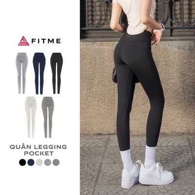 Quần tập gym yoga legging nữ Fitme Flow có túi cạp cao co giãn nâng mông Pocket - QDPK