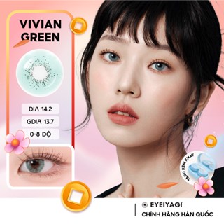 Kính áp tròng EYEIYAGI lens xanh lá Vivian Green cận 3 tháng độ cận 0-8 DIA 14.2mm | Lens chính hãng Hàn Quốc