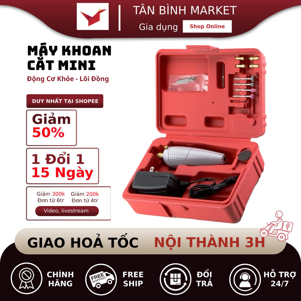 Bộ Máy Khoan Mài Mini Đa Năng 5 Mũi Khoan, 4 Mũi Mài, Cắt, Điêu Khắc, Chạm Trổ ,Tiện Lợi, Nhỏ Gọn