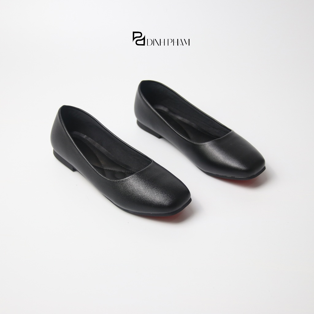 Size 35-42, Giày bệt mũi vuông da pu mềm êm kèm đế cao su non dẻo, chống trượt, dễ đi