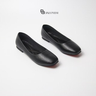 Size 35-42, Giày bệt mũi vuông da pu mềm êm kèm đế cao su non dẻo, chống trượt, dễ đi