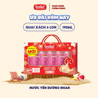 Quai xách 6 lon nước yến dưỡng nhan Yến Việt, hạt chia, chiết xuất tiên nhân thảo, thanh mát, đẹp da, 190ml/lon