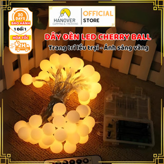 Dây Đèn LED Cherry Ball Bóng Bi Tròn Trang Trí Lều Camping, Dây Đèn Vintage Decor Nhà Cửa Quán Cafe