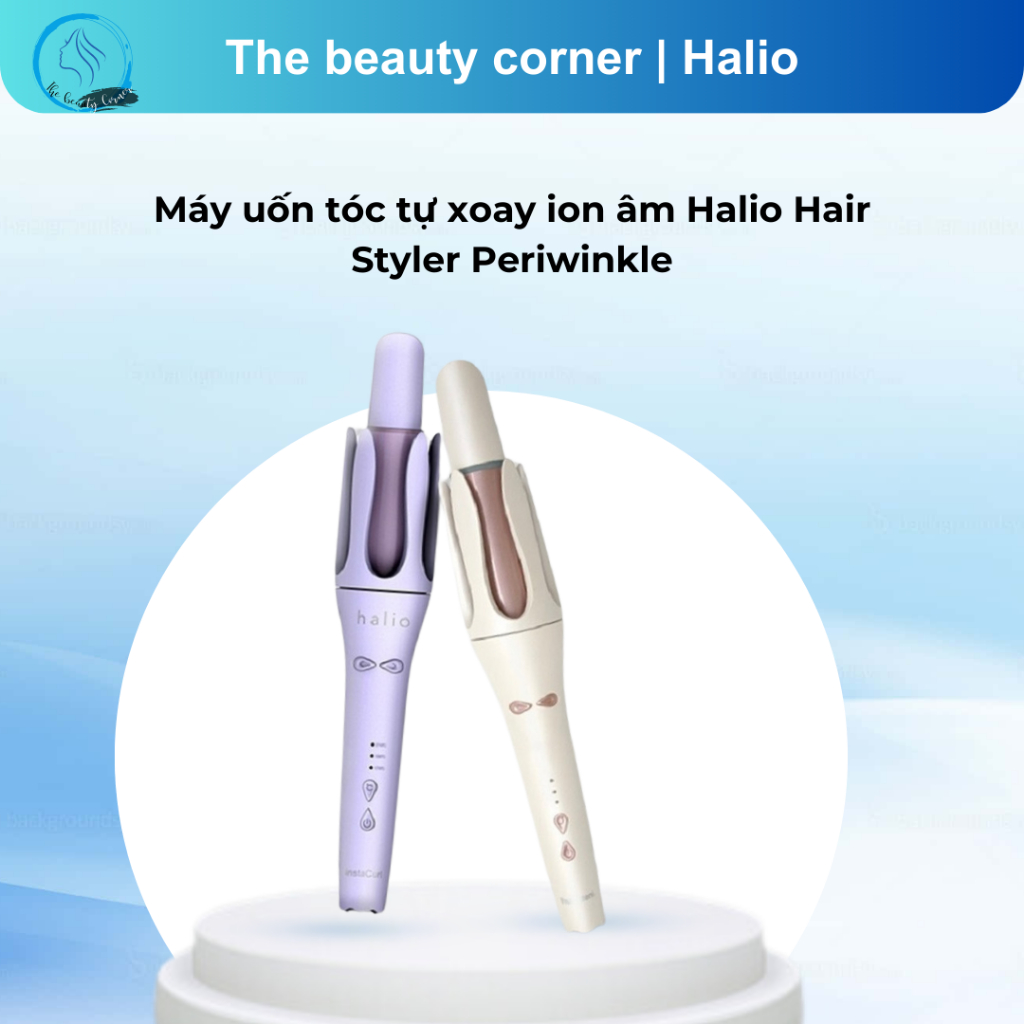 Máy uốn tóc tự xoay ion âm Halio Hair Styler Periwinkle | Pearl White - Bảo hành 12 tháng