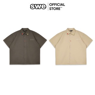  Áo Sơmi Boxy Unisex Nam Nữ Local Brand SWE PIN BUTTON SHIRT - Xám Beige 