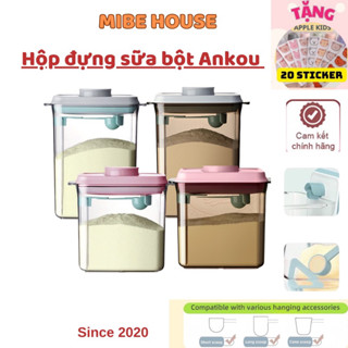 ( TẶNG 20 STICKER) Bản Mới 2024- Hộp đựng sữa bột ANKOU màu HỒNG và màu GHI hút chân không bảo quản sữa