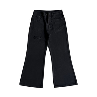 Quần Baggy Jean V2 Ống Loe Đen Basic Rách Đùi TRAPPER CLUB